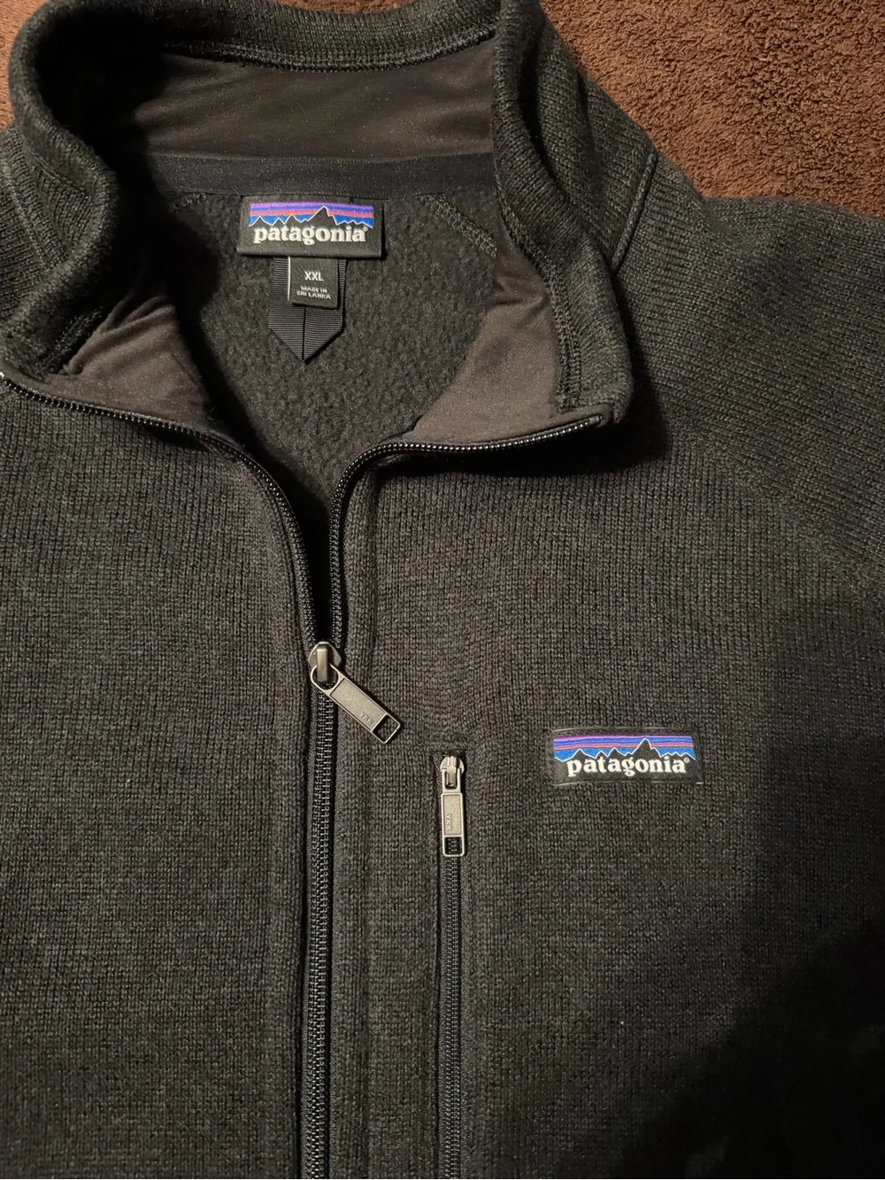 Patagonia Black Fleece Jacket with Multicolor Logo